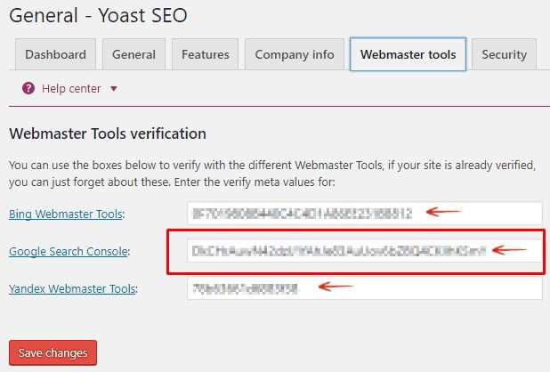 Yoast SEO Settings