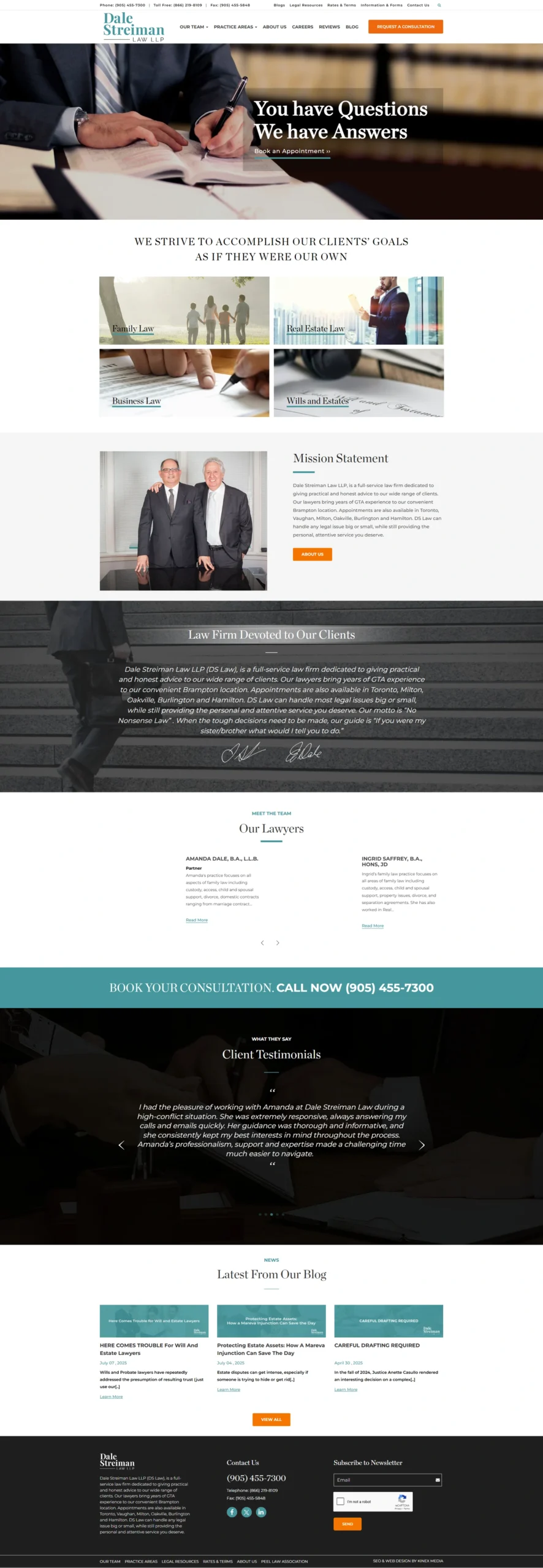 Web Design Success for Dale Streiman Delivered Results